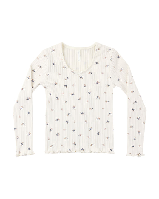 Ditsy Natural L/S Rib Tee