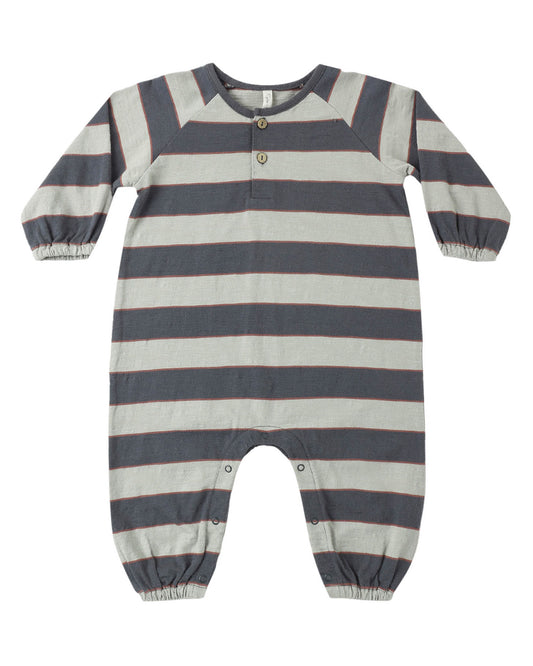 Sage Stripe Henley Jumpsuit