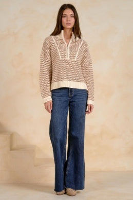 Natural Quarter Zip Sweater