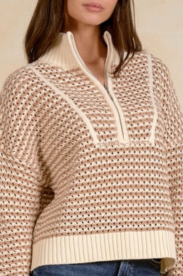 Natural Quarter Zip Sweater