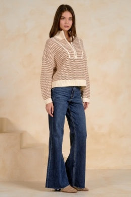 Natural Quarter Zip Sweater
