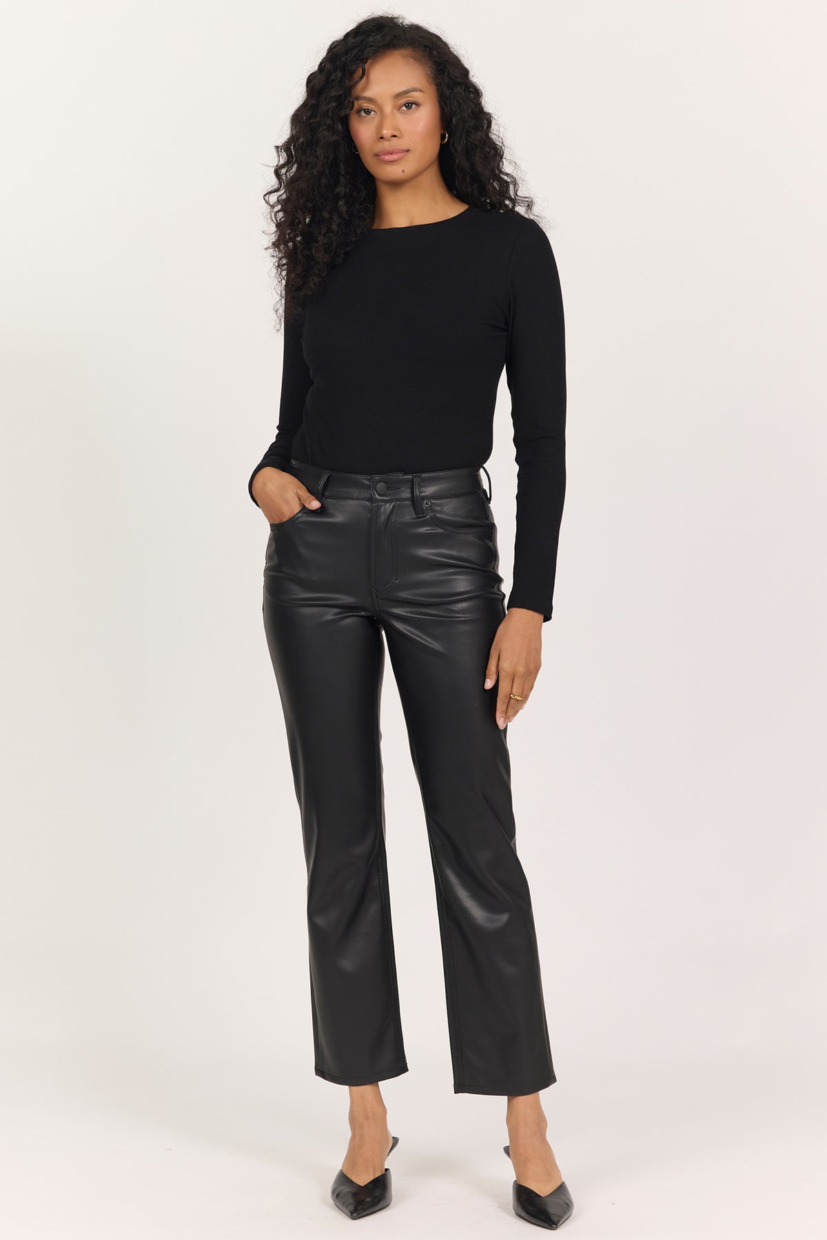 Anika Black Leather Pant