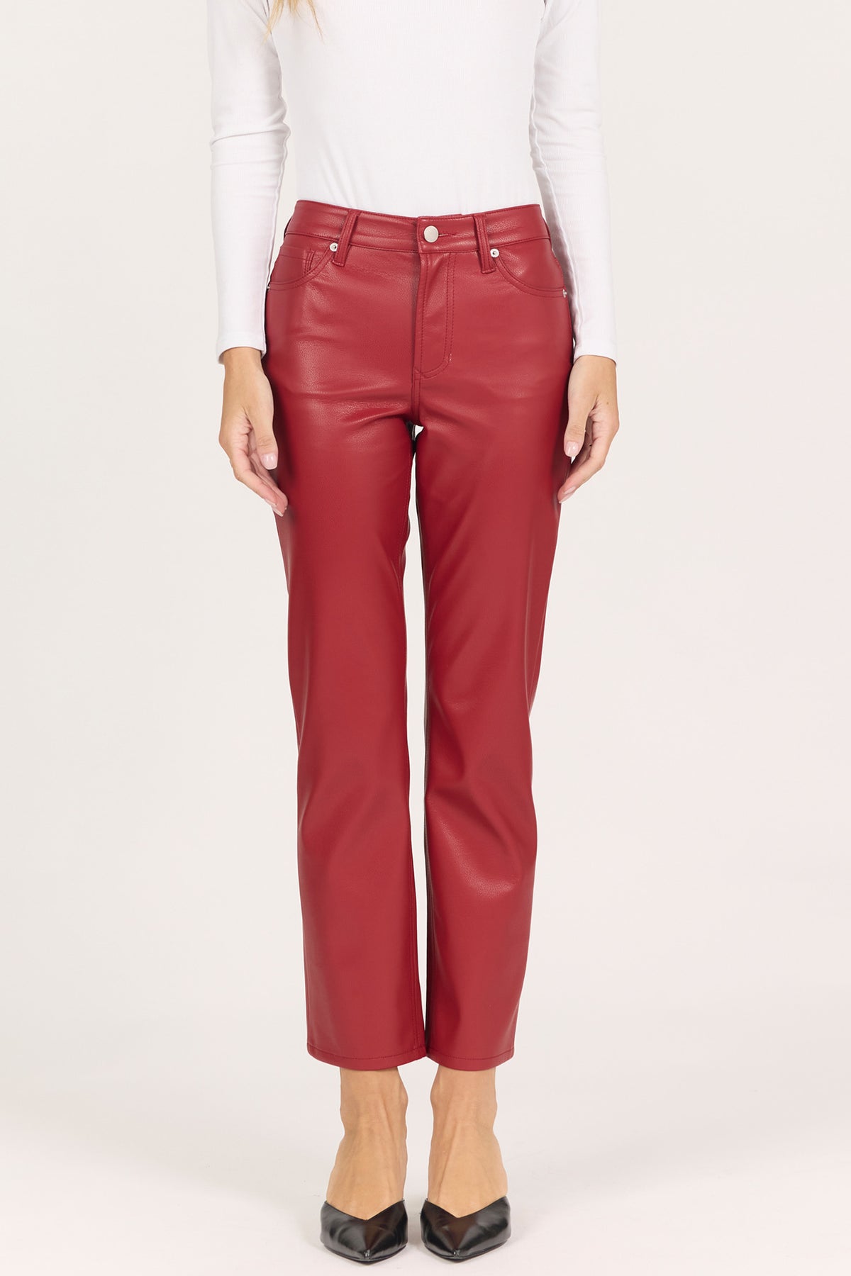 Anika Crimson Leather Pant