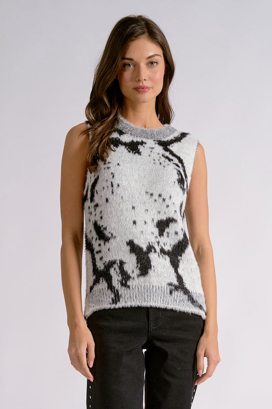 Animal Print Fuzzy Knit Top