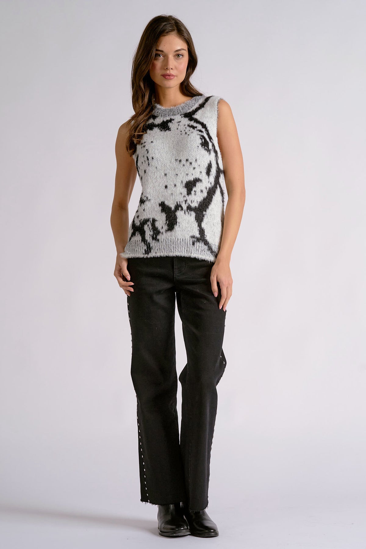 Animal Print Fuzzy Knit Top
