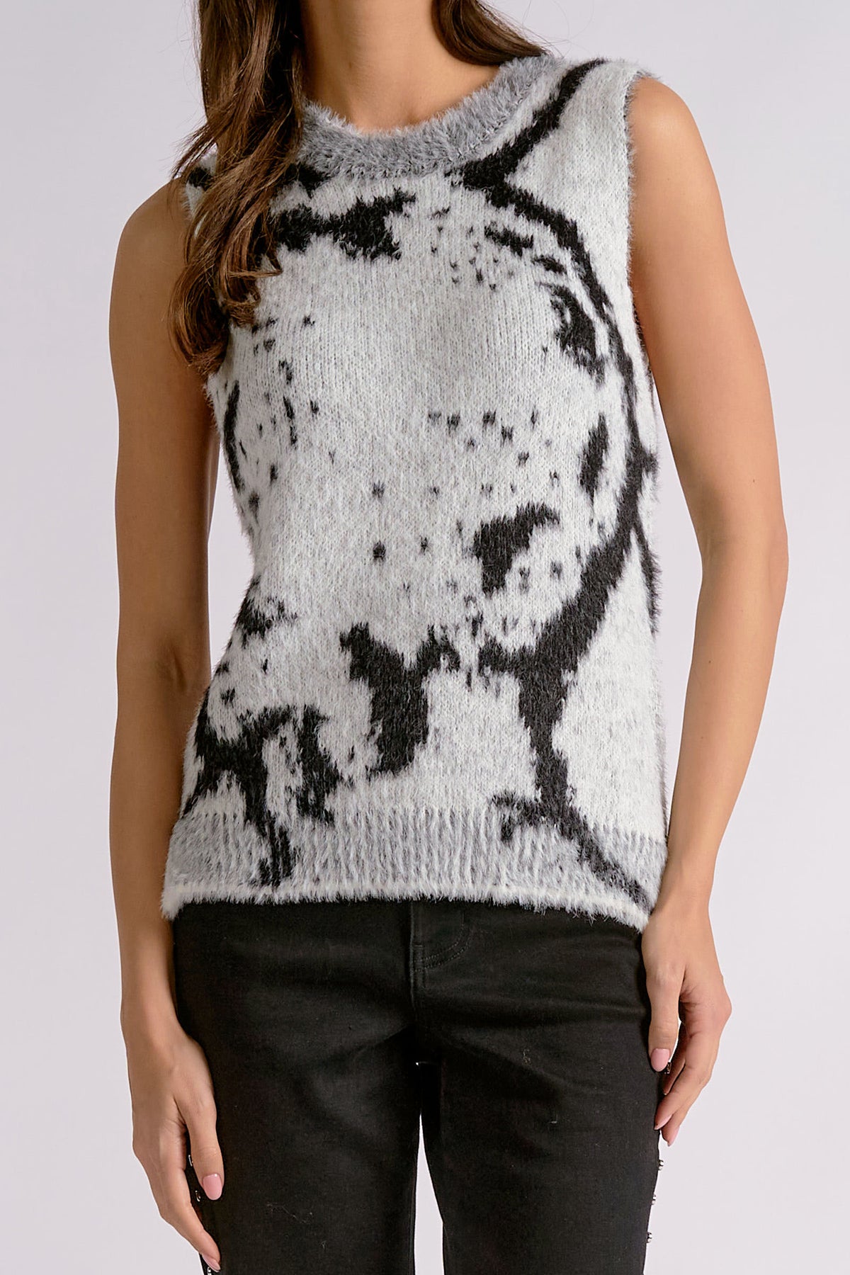 Animal Print Fuzzy Knit Top