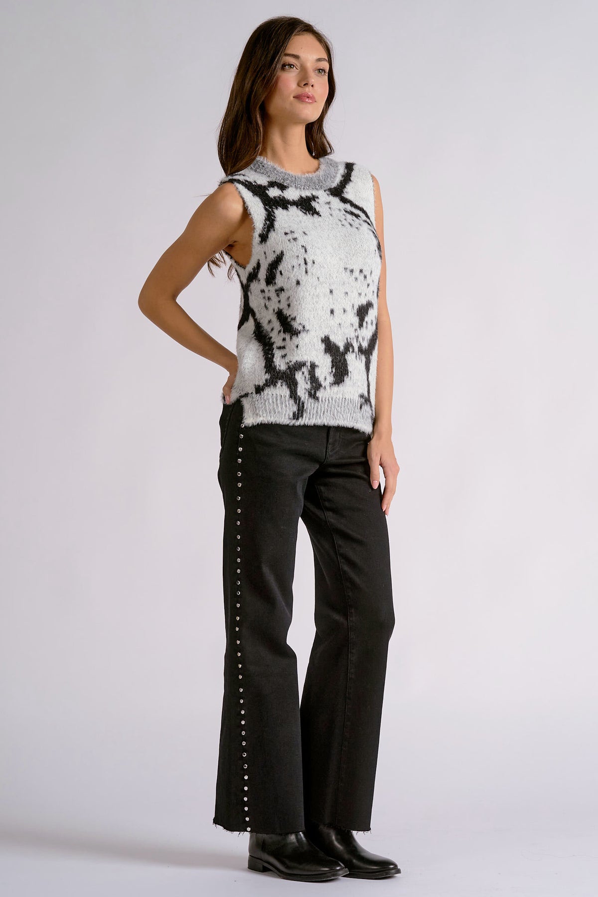 Animal Print Fuzzy Knit Top