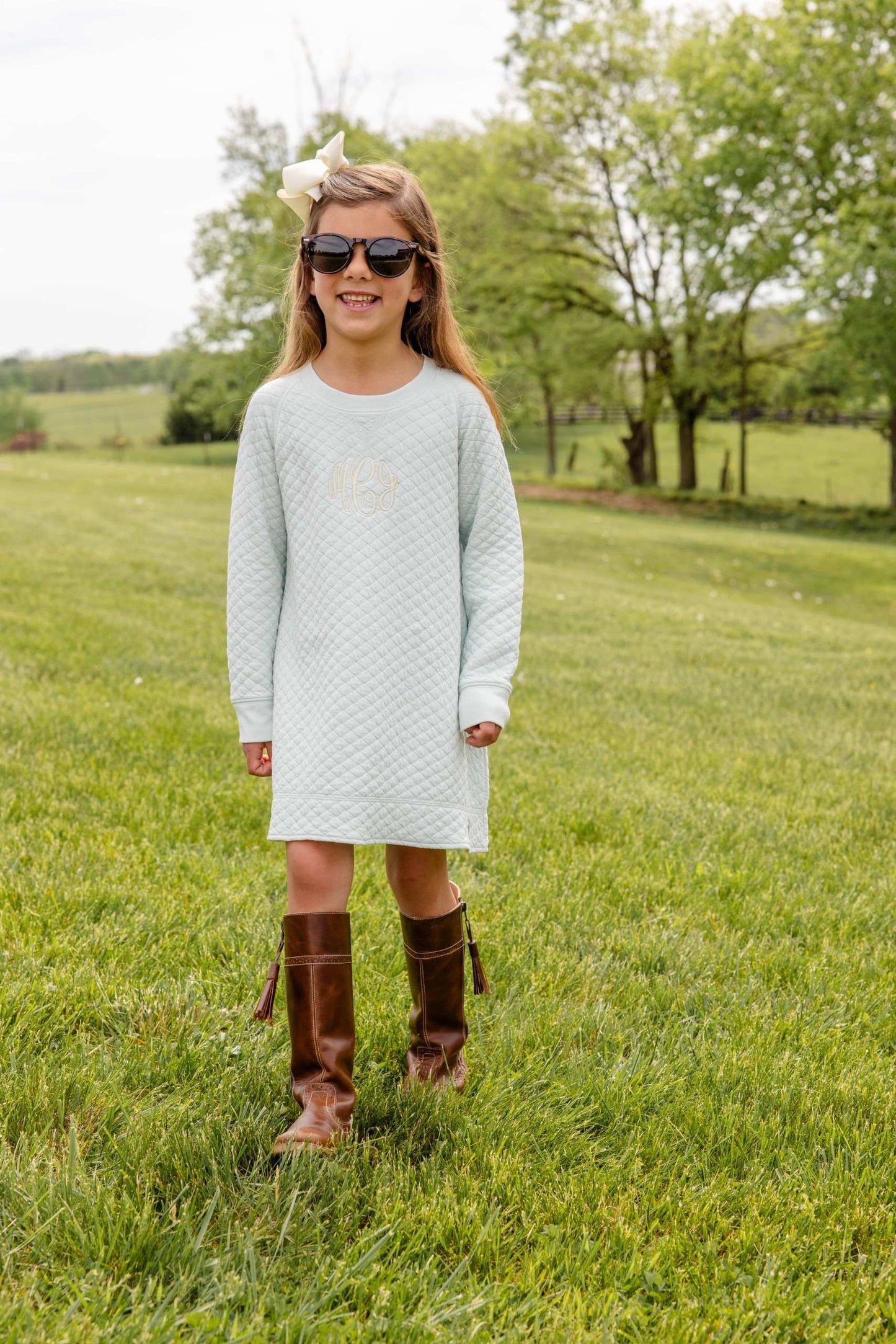 Old Greenwich Green Quilted Cassidy Comfy Crewneck Dress