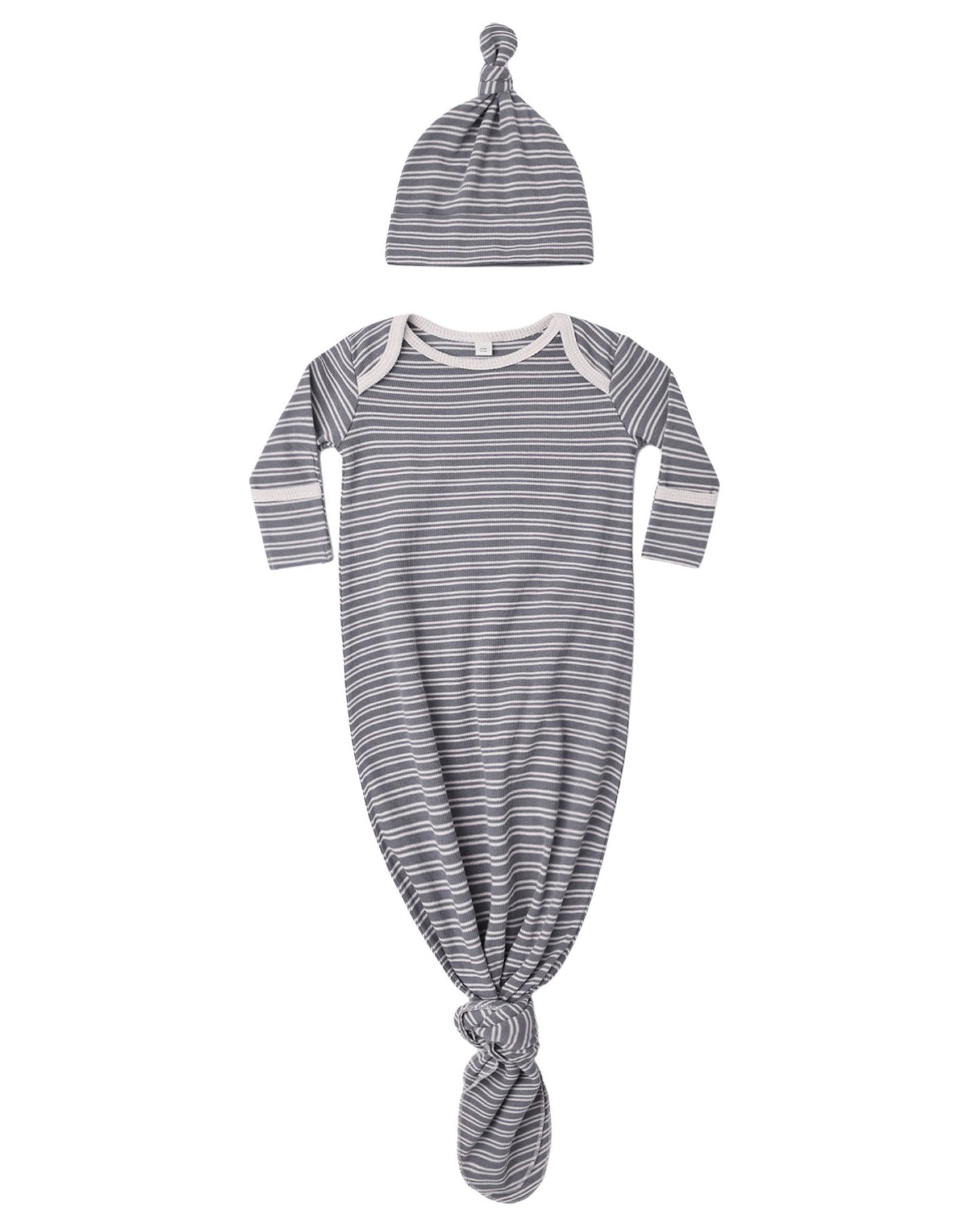 Slate Microstripe Knotted Gown Set
