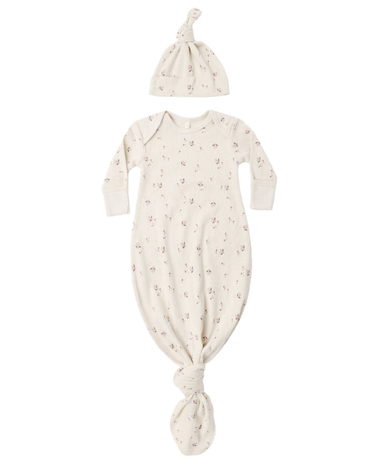 Fall Ditsy Knotted Gown Set
