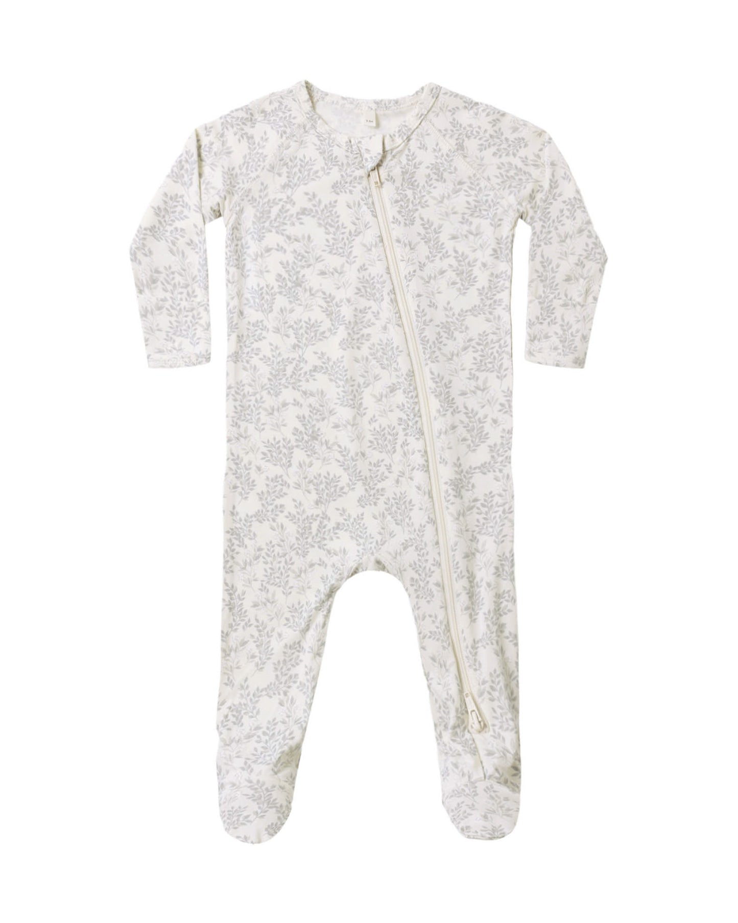 Cloud Floral Bamboo Zip Footie