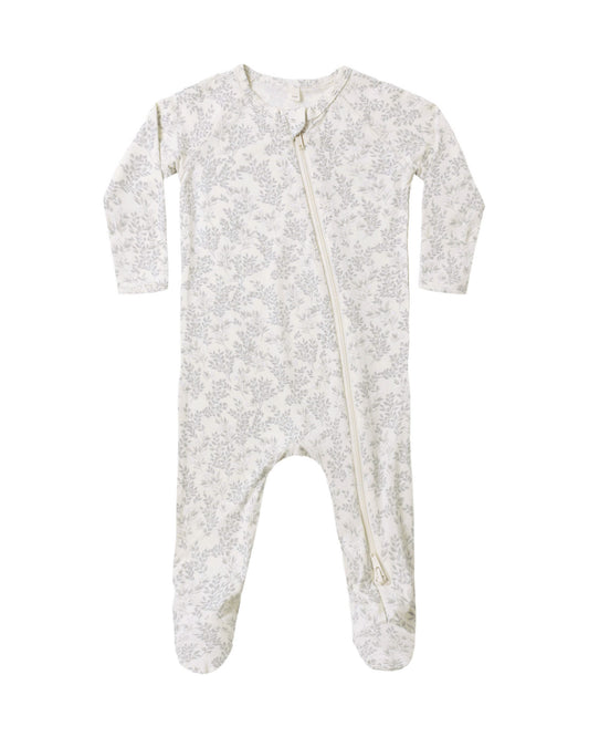 Cloud Floral Bamboo Zip Footie
