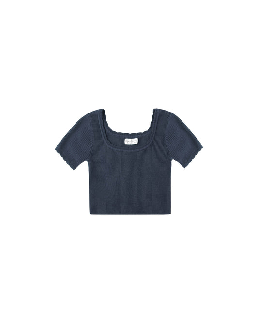 Navy Scallop Tee