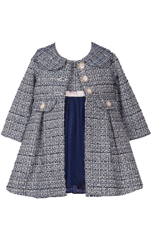 Sparkle Twill Dress & Coat Set