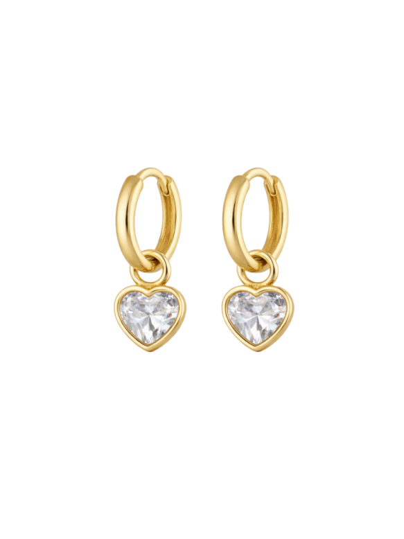 Bezel Heart Huggie Earring