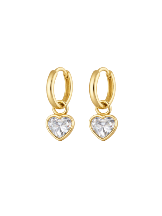 Bezel Heart Huggie Earring