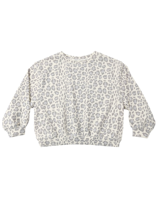 Teen Oversized Sweatshirt Blue Leopard