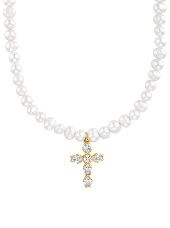 Bellena Pearl Cross Necklace