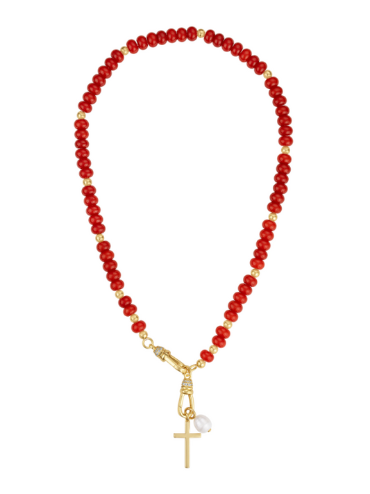 Katherine Cross Gemstone Necklace