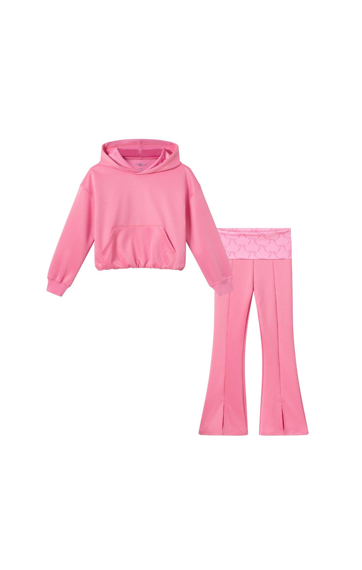 Pink Ponte Bubble Hoodie and Foldover Legging Set