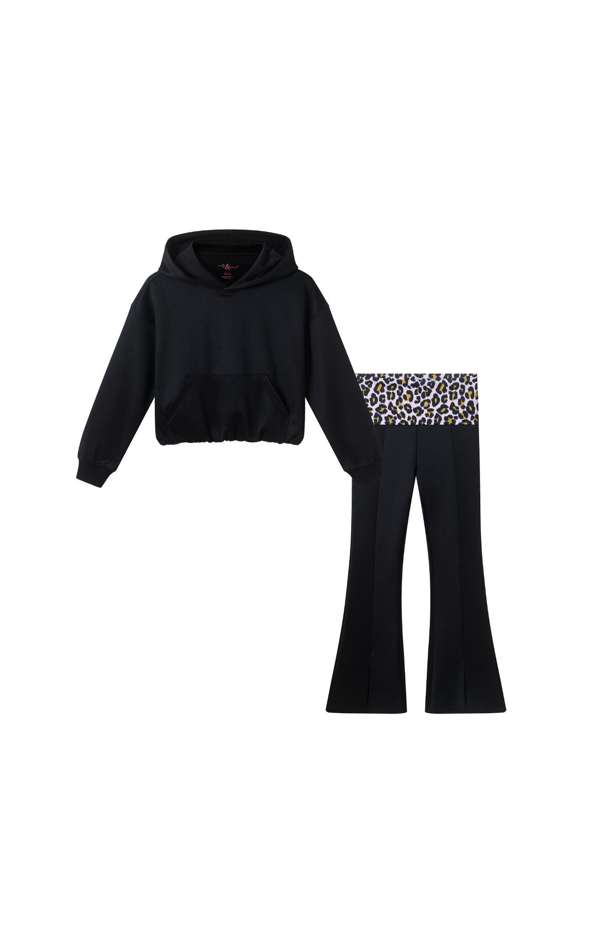 Black Ponte Bubble Hoodie and Foldover Legging Set