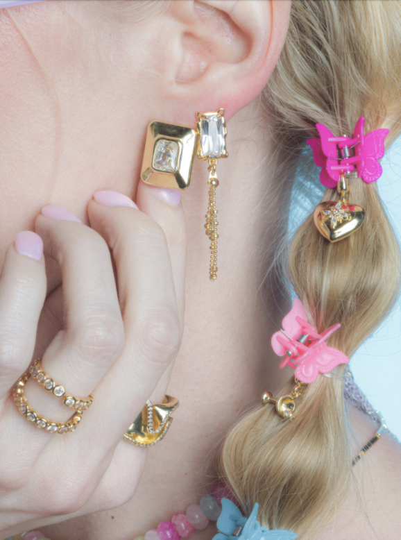 Camille Bezel Baguette Earring