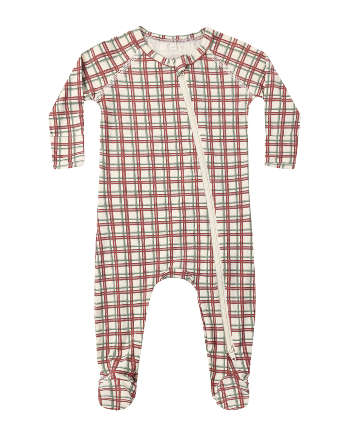 Redwood Check Bamboo Zip Footie