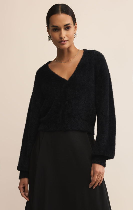 Sadira Fluffy Cardigan - Black