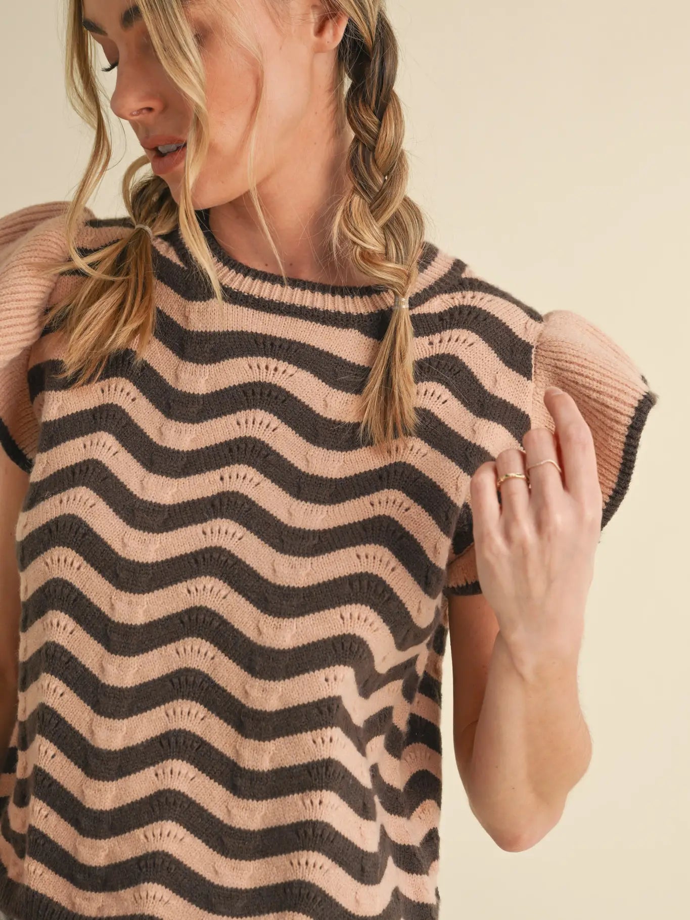 Wave Ruffle Sweater Top