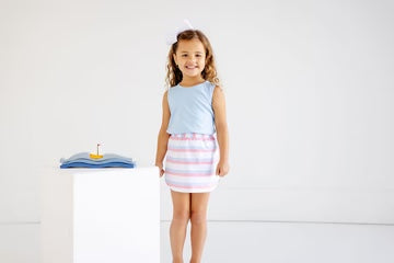 Pink & Blue Stripe Skirt