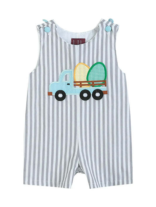 Gray Striped Easter Egg Truck Shortall