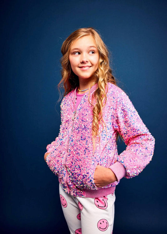 Pretty in Pink Sequin Bomber