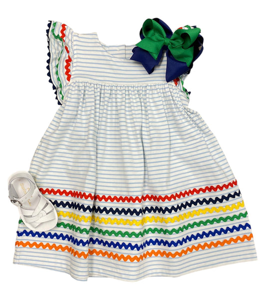 Blue Stripe Ric Rac Dress