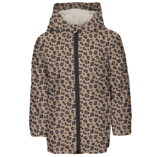 Suede Cheetah Sherpa Lined Raincoat