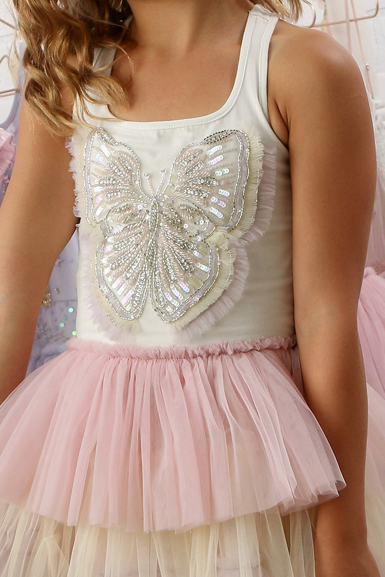 Beaded Butterfly Tiered Dress