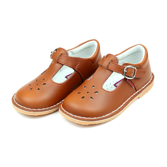Cognac Leather T-Strap