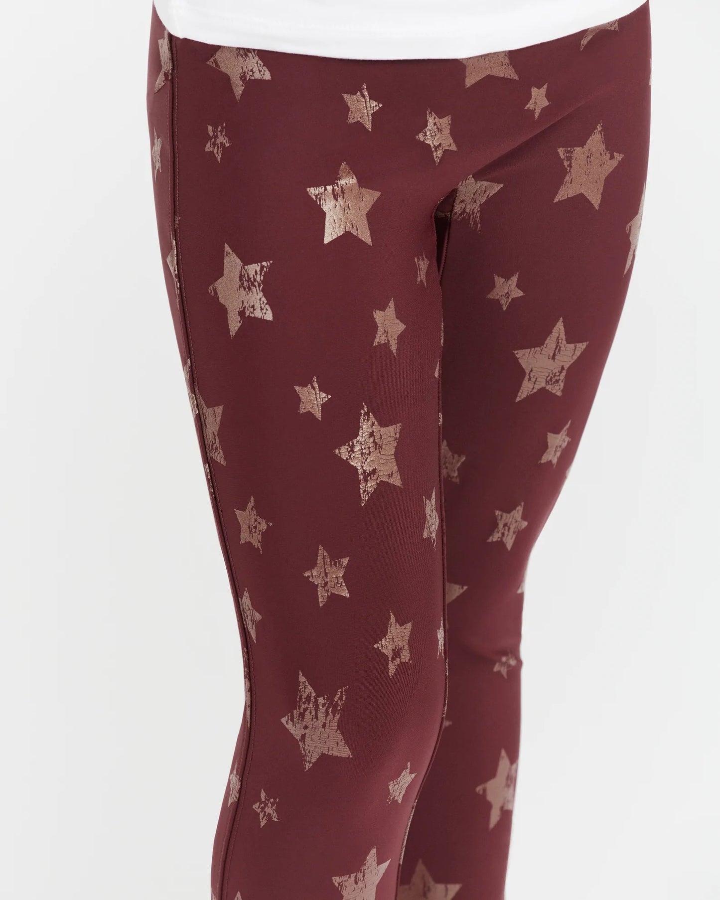 Rose Gold Faux Leather Star Leggings