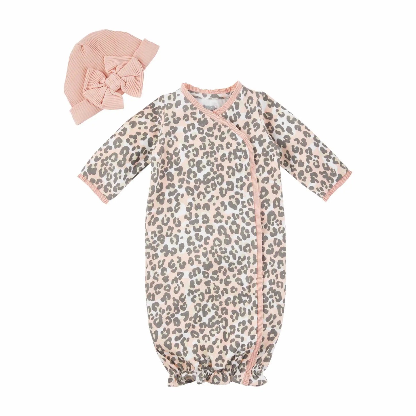 Pink Leopard Gown and Cap