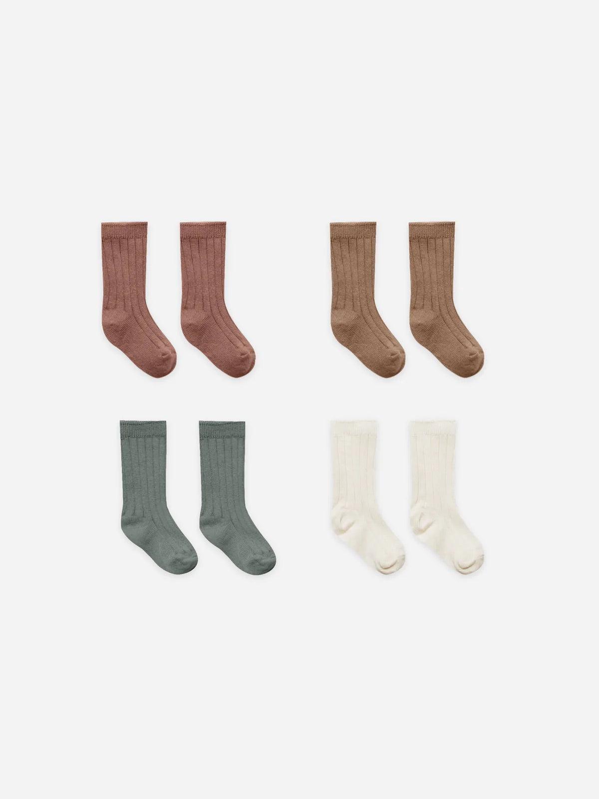 Set of 4 Socks: Ivory, Dusk, Pecan, Cocoa