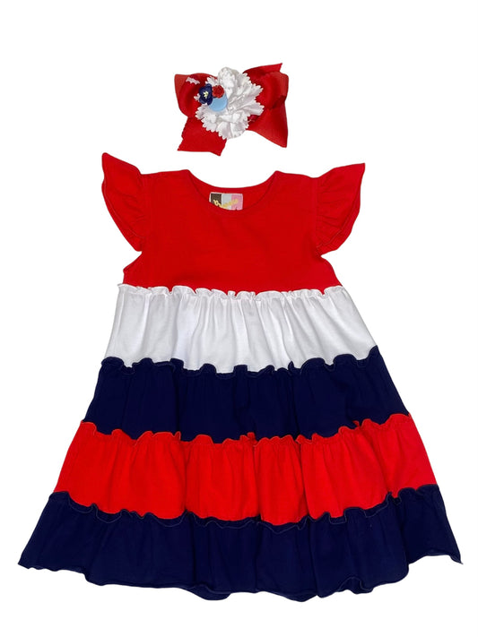 Red/White/Blue Color Block Dress