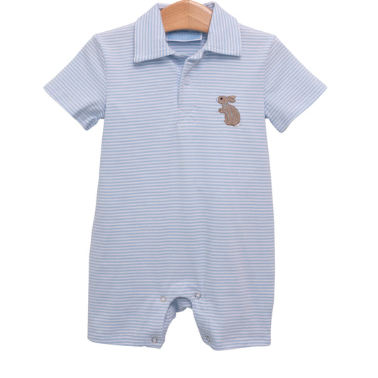 Bunny Embroidery Polo Romper