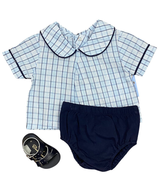 Blue Plaid Diaper Set