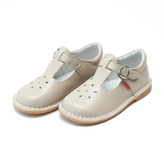 Almond Leather T-Strap