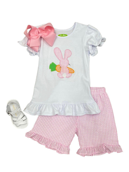 Bunnies Appliqué-Back Short Set