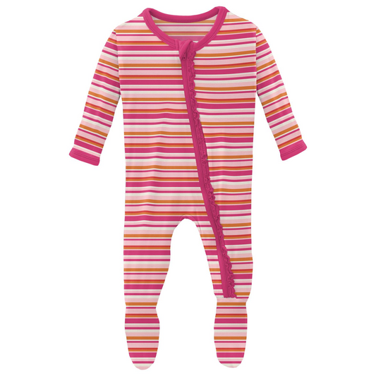 Sunset Stripe Footie with Zip