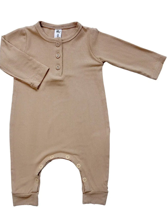 Cream Viscose Ribbed Romper