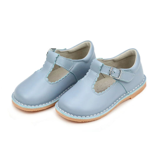 Dusty Blue Scalloped T-Strap