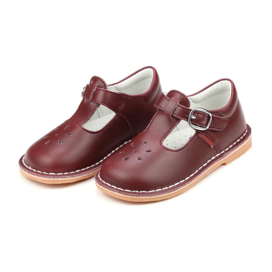 Burgundy Leather T-Strap