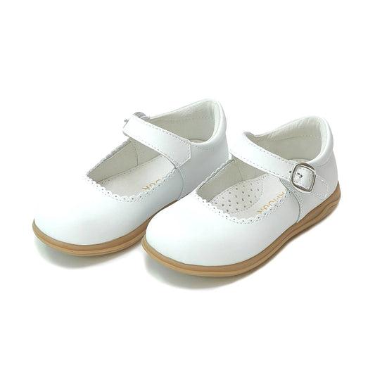 White Scalloped Leather