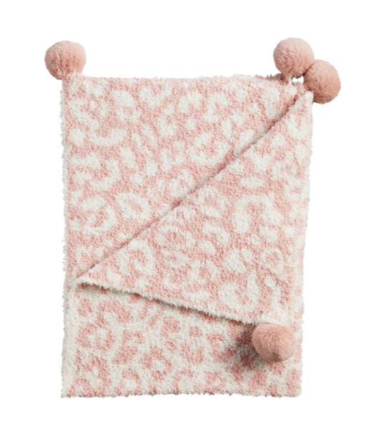 Pink Chenille Leopard Blanket